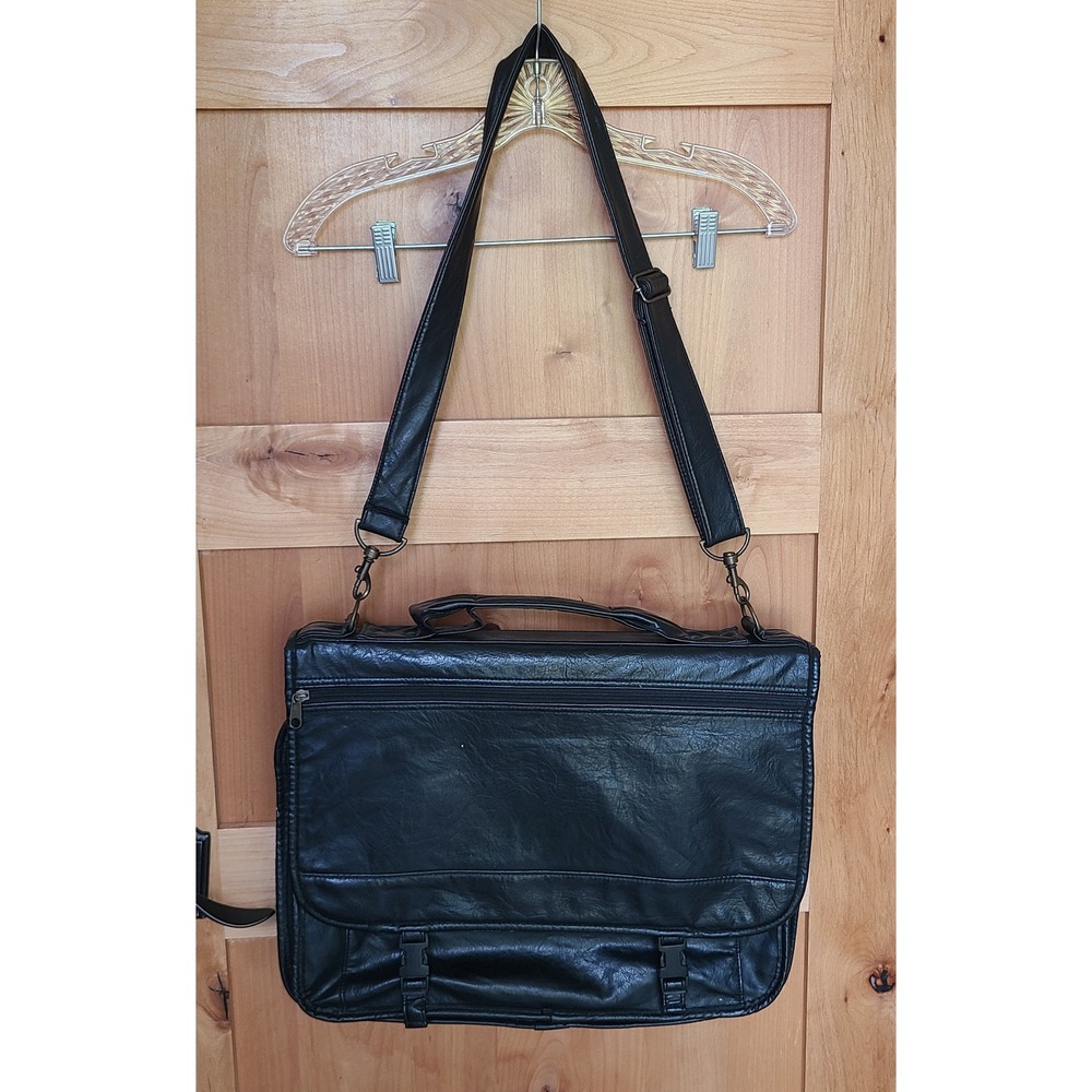Vintage Black Leather Handmade Laptop Carry Style Messenger Satchel Bag